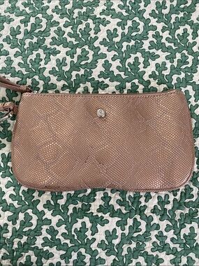 Nine West Rose Gold Metallic Snakeskin Wristlet Clutch